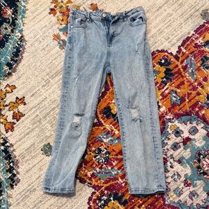 Kendall & Kylie Light Blue Distressed Straight Leg Jeans